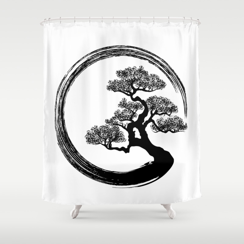 Enso Zen Circle And Bonsai Tree Shower Curtain By K9printart Society6