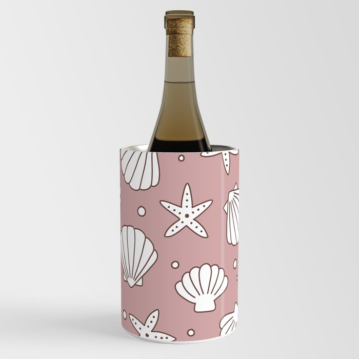Seashell Pattern (white/dusty rose) Wine Chiller
