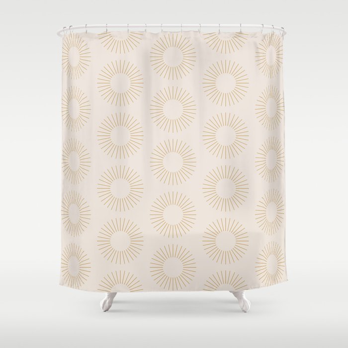 Minimalist Sunray Pattern XIV Natural Neutral Shower Curtain