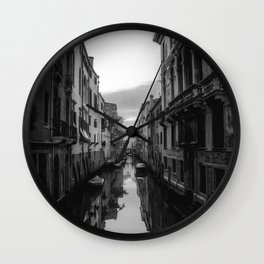 Wonderful View of a Venice's Canal at Sunset - Landscape Art - Italy and Venice City Lovers - Black and White - Amazing Oil painting Wall Clock