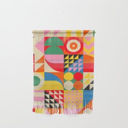 Happy Colorful Geometric Tropical Jungle Wall Hanging