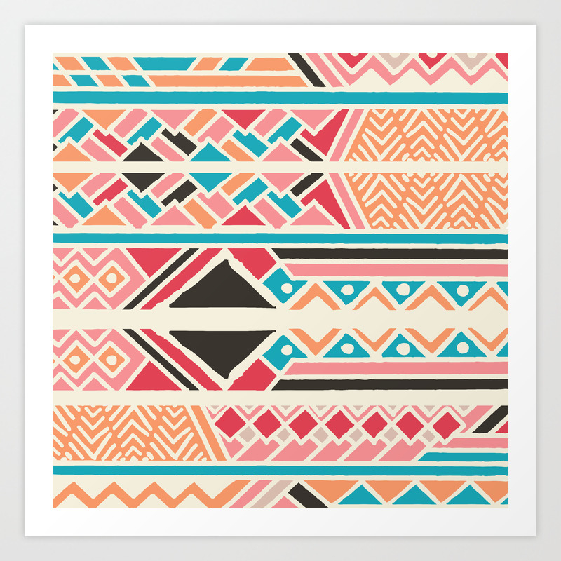 Download Tribal Ethnic Geometric Pattern 037 Art Print By Bluelela Society6