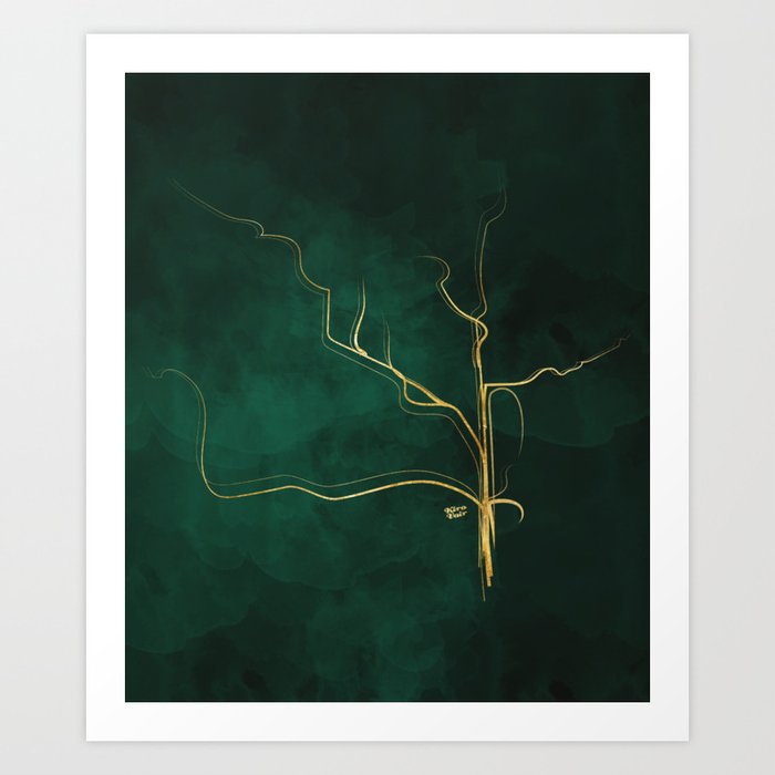 Kintsugi Emerald Green Gold Kintsugi Japan Marble Watercolor Abstract Art Print By Irikirova Society6