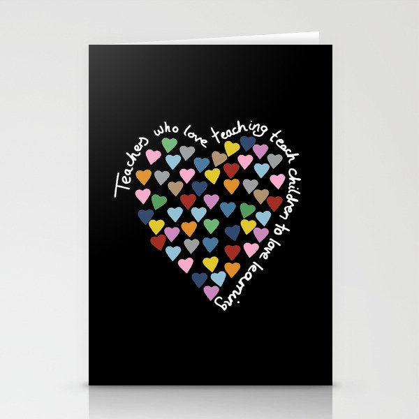 Hearts Heart Teacher Black Stationery Cards