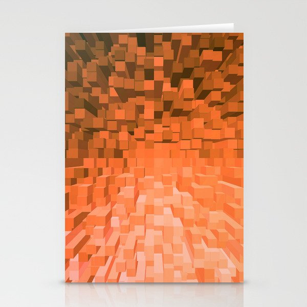 Orange Pixelated Pattern Stationery Cards