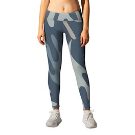 Ailanthus Cutouts Abstract Pattern in Neutral Blue Grey Tones Leggings