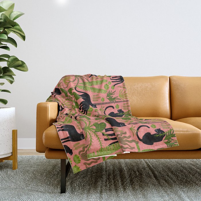 black panthers- pink Throw Blanket