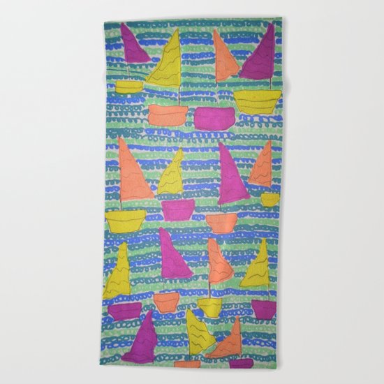 Sailboats Beach Towel