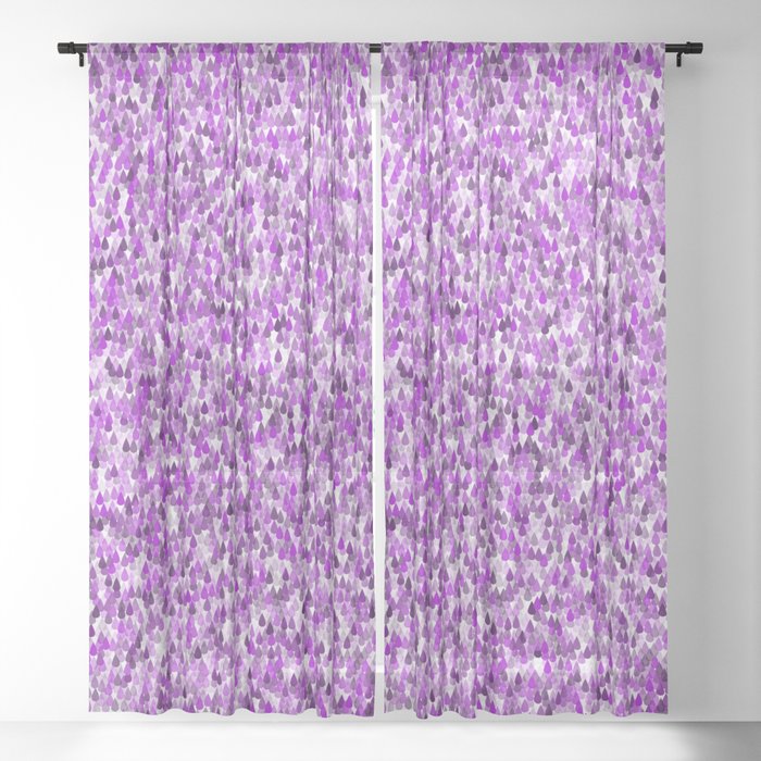 Purple Teardrops Pattern Sheer Curtain