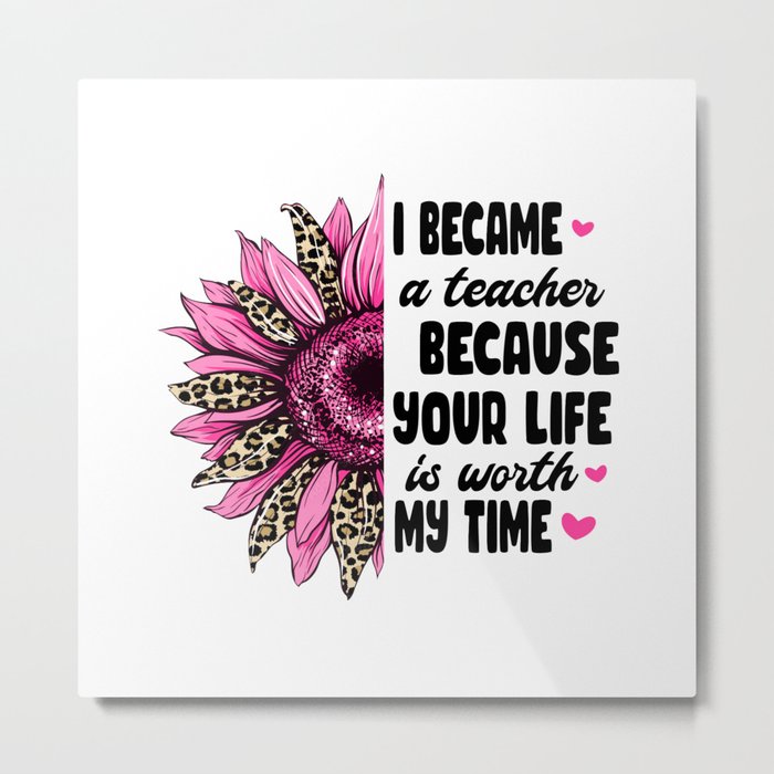 Teacher motivational half sunflower Metal Print