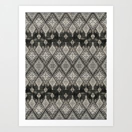 Black and White Handmade Moroccan Fabric Style Art Print