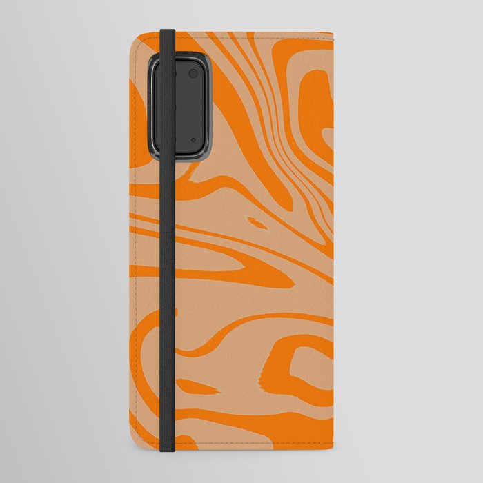 Magic Orange And Grey Liquid Marble Abstract Android Wallet Case
