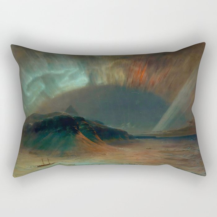 Aurora Borealis Painting Frederic Edwin Church 1865 Rectangular Pillow