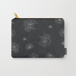Witchcraft Black and White Floral Pattern - Line Art - Grained Texture Carry-All Pouch
