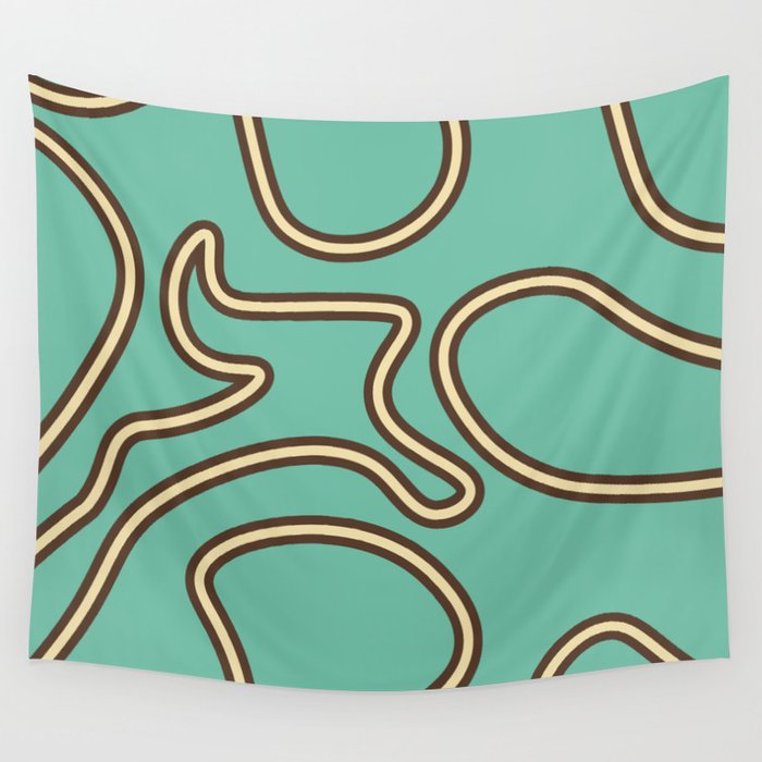 Abstract Mid century modern lines pattern - Green Sheen Wall Tapestry