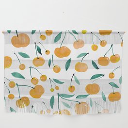 Watercolor cherries - yellow and green Wall Hanging