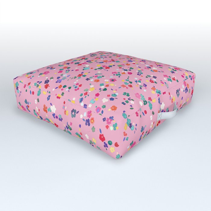 Ditsy Flowers Light Pink Outdoor Floor Cushion