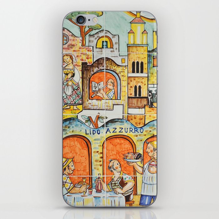 Amalfi Coast Italy illustrated on ceramic tiles | Italian culture | Amalfi village iPhone Skin