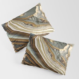 White Gold Agate Abstract Pillow Sham
