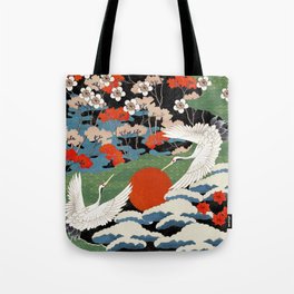 Bestseller! Magical Herons at Sunrise | Japanese Vintage Woodblock Print Tote Bag