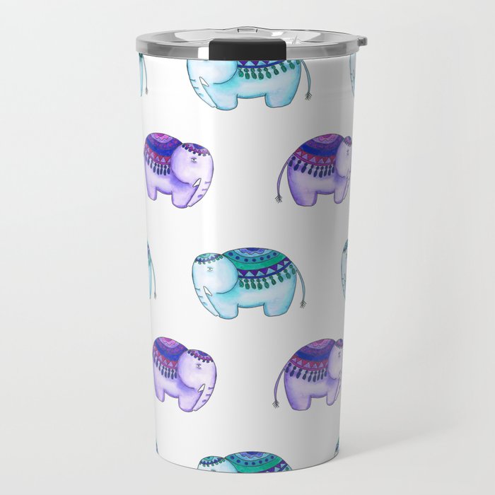 Purple and Blue elephants Travel Mug