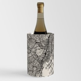 Tokyo - Japan - Authentic Map Black and White Wine Chiller
