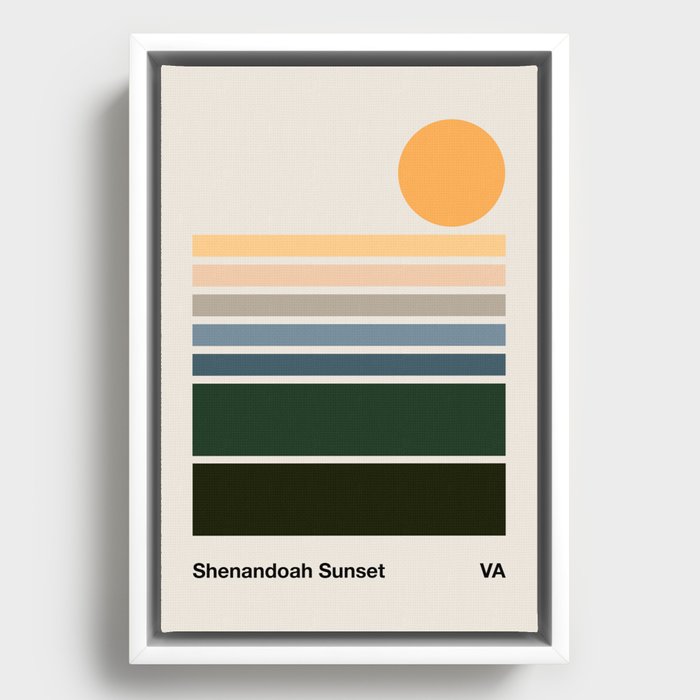 Vintage Bauhaus Shenandoah Sunset Framed Canvas