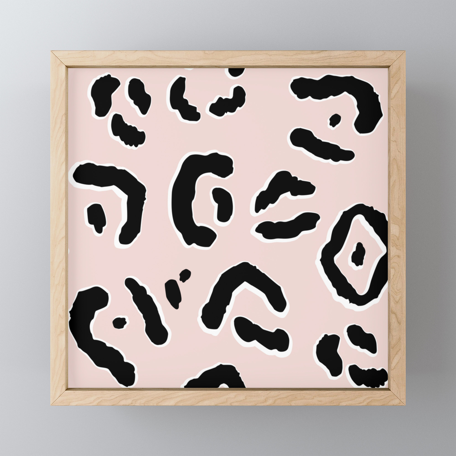 Blush Pink Animal Print Black White Pattern Framed Mini Art