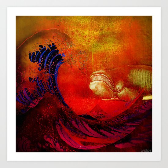 The whale and the wave Art Print