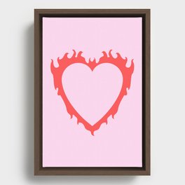 Pink and Red Flame Heart Framed Canvas