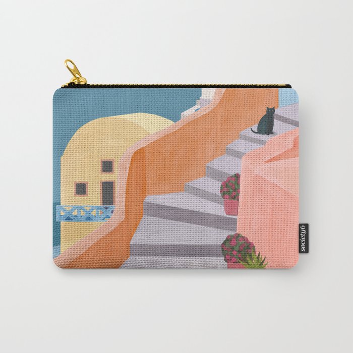 Santorini Pebble Stairs and Houses Carry-All Pouch