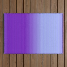 [ Thumbnail: Dark Violet & Sky Blue Colored Pattern of Stripes Outdoor Rug ]