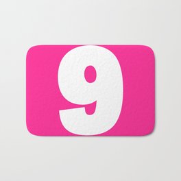 9 (White & Dark Pink Number) Bath Mat