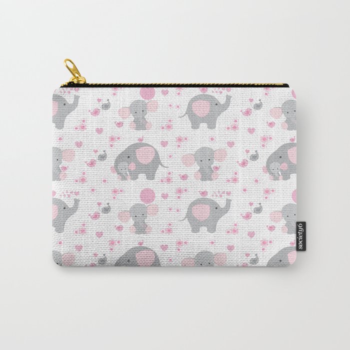 Pink Elephant Baby Girl Nursery Carry-All Pouch