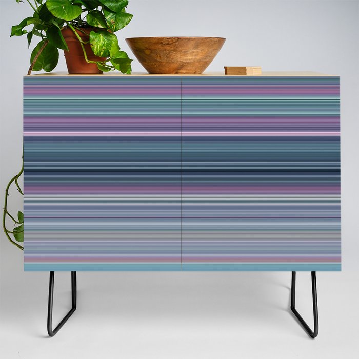 Purple Lilac Teal Stripes Credenza