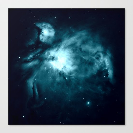 Orion nebula : Teal Galaxy Space Canvas Print