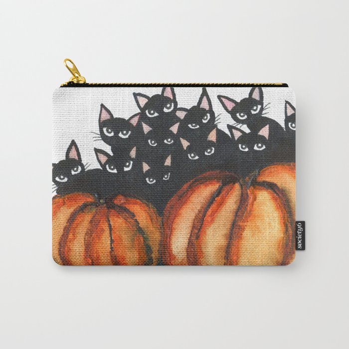 Halloween Black Cats and Pumpkins Carry-All Pouch
