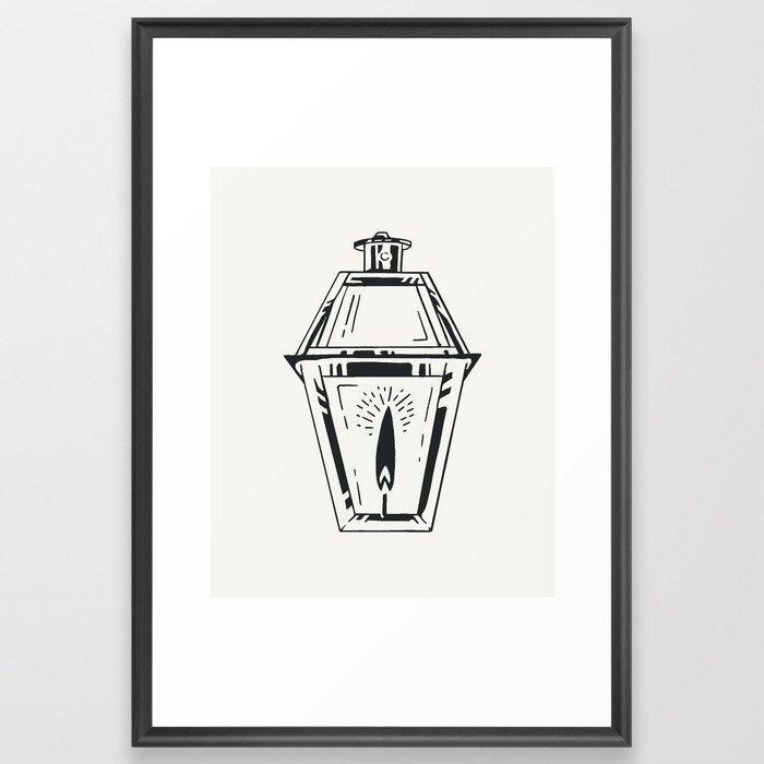 Lantern Block Print Style Framed Art Print