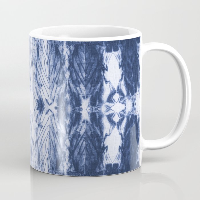 Shibori arashi tie dye indigo blue white stripes Coffee Mug