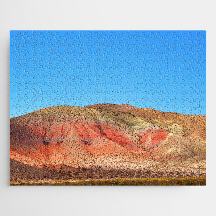 Argentina Photography - Badlands In Argentina With A Huge Mountain Jigsaw Puzzle