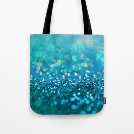 Teal turquoise blue shiny glitter print effect - Sparkle Luxury Backdrop Tote Bag