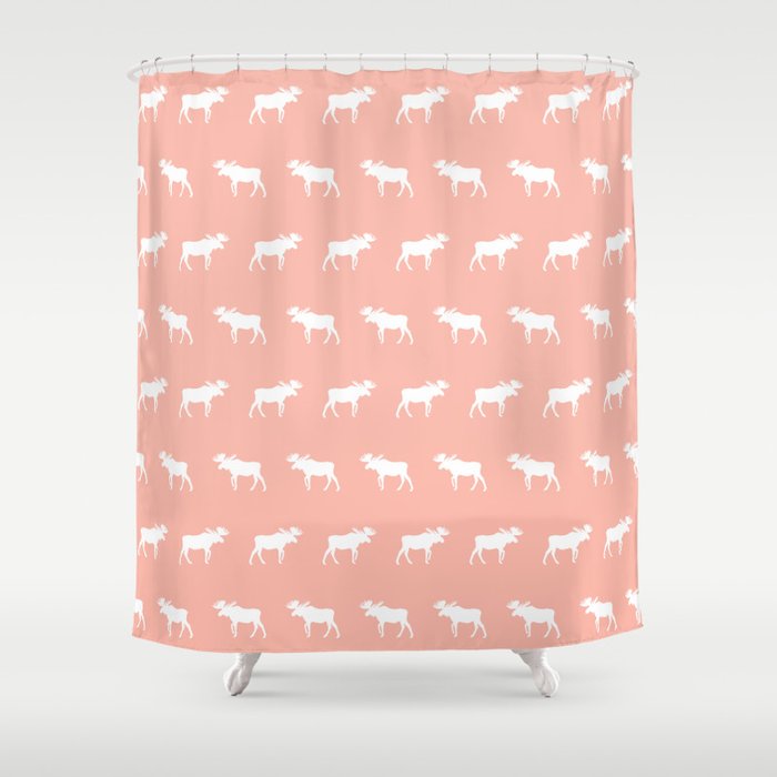 Moose Pattern Minimal Nursery Basic Peach And White Camping Cabin