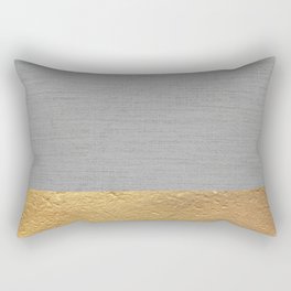 Color Blocked Gold & Grey Rectangular Pillow