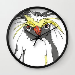 Northern Rockhopper Penguin in white Wall Clock
