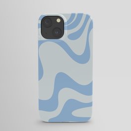 Retro Liquid Swirl Abstract Pattern 3 in Powder Blue iPhone Case
