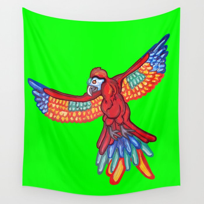 Red Majestic Flying Macaw Wall Tapestry