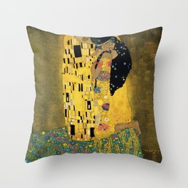 Curly version of The Kiss by Klimt Throw Pillow