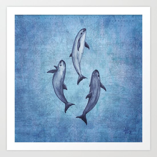 Three Little Vaquitas Art Print