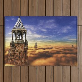 Fantasy Castle Sky Tower On Cloud Outdoor Rug