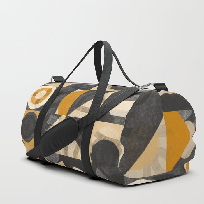 Yellow sand mid century grid pattern Duffle Bag